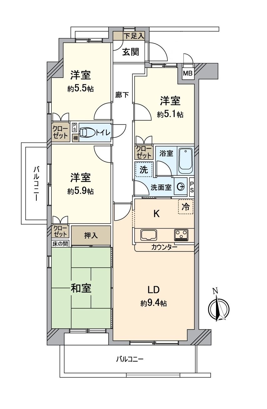 About 80 square meters of 4LDK