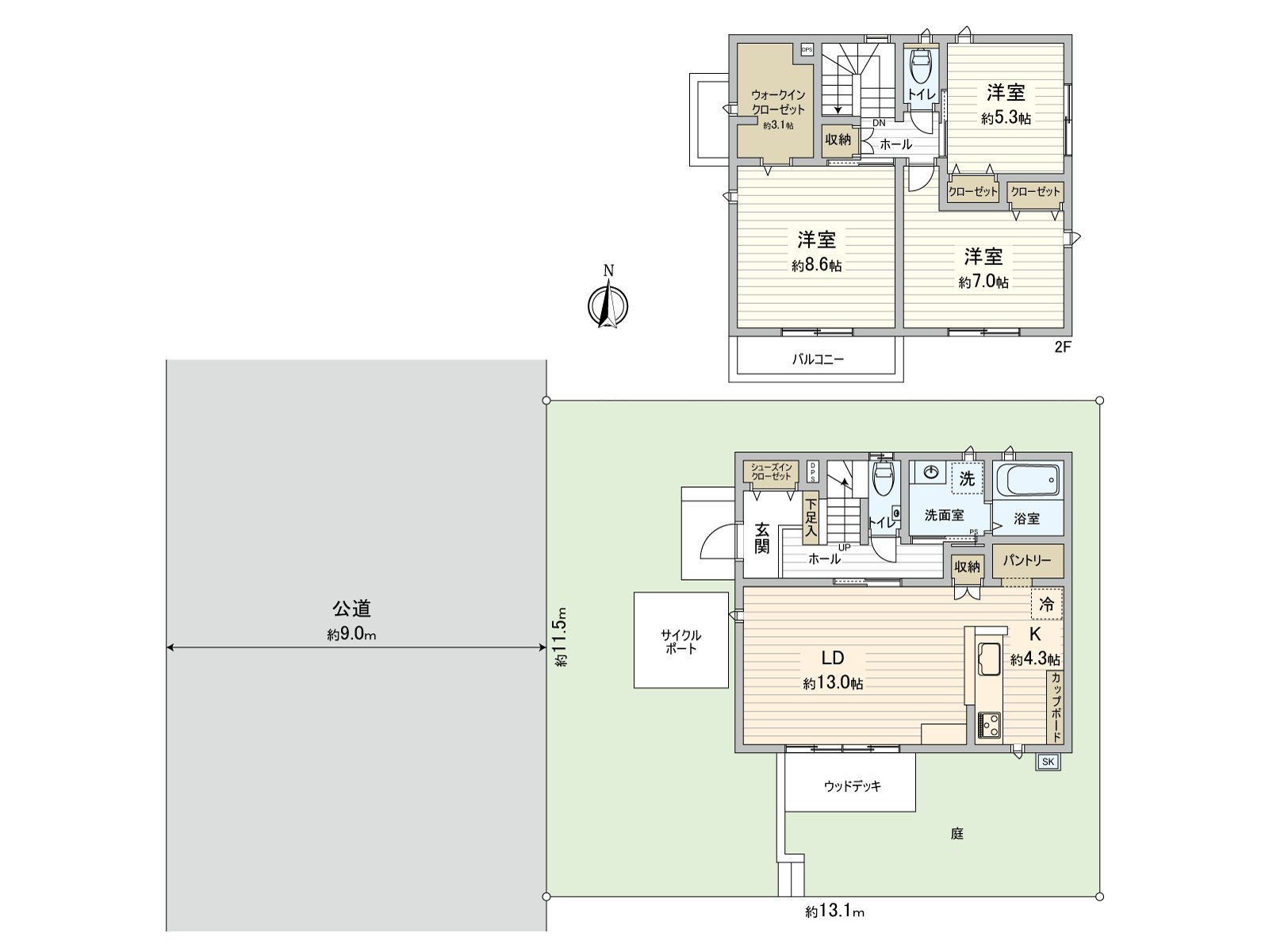 正面寬度11.5m前面道路有人行道。