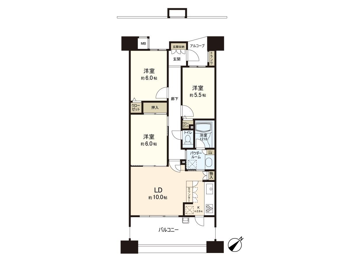是適合東南的有陽台的3LDK。