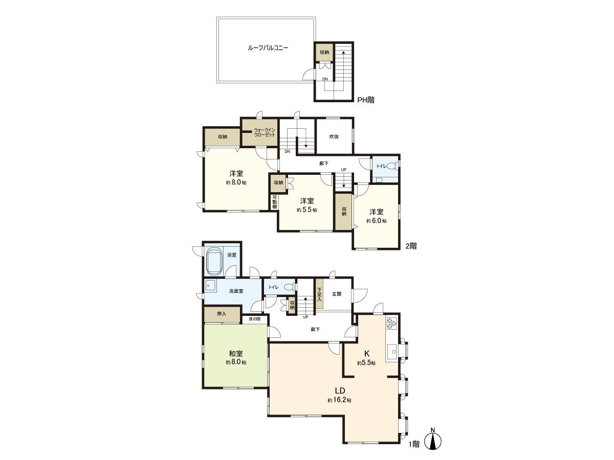 有超过20张塌塌米LDK，屋顶的屋顶阳台是特徴