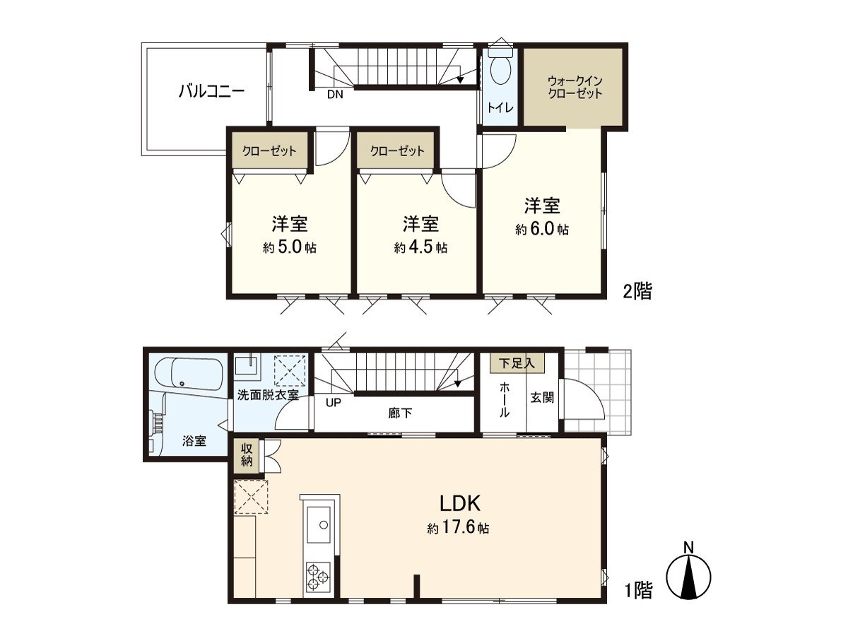 As for the 1st, large living, the second floor have three Western-style rooms. The storing is abundant, too.