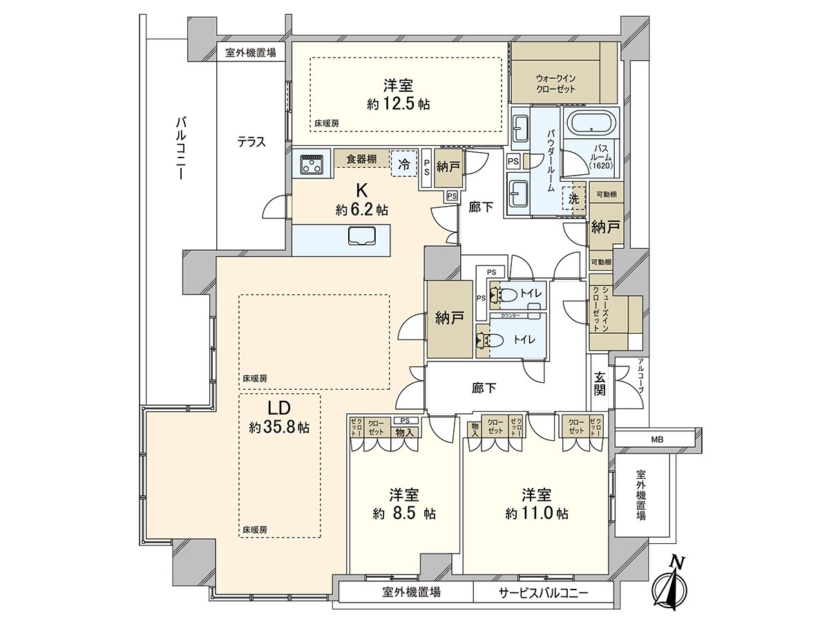 177平方公尺的私人使用面積、敷地內平置駐車場1區劃專用能使用，像透天房那樣的生活在等，市中心實現。
