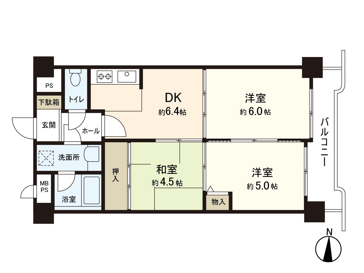 取下3DK的房型，間隔，能像大的客廳那樣使用。