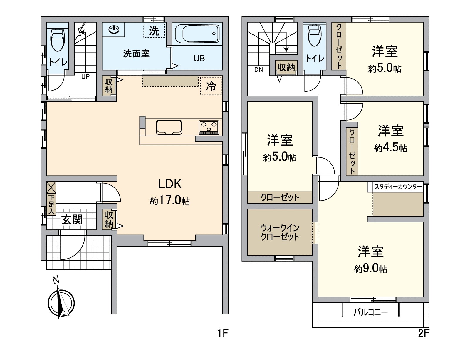 在家庭推薦的4LDK。有嵌入式衣櫃以及研究櫃台，便利。