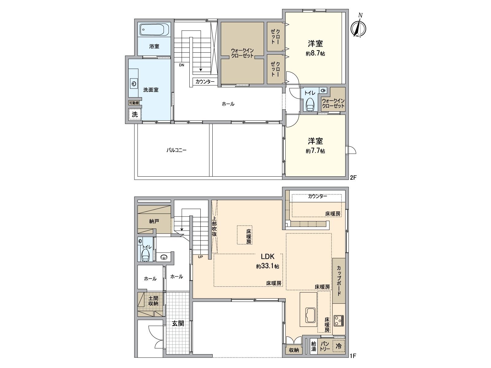 WIC、储藏室、泥地收纳、餐具室等的存储空间是充实的房型。