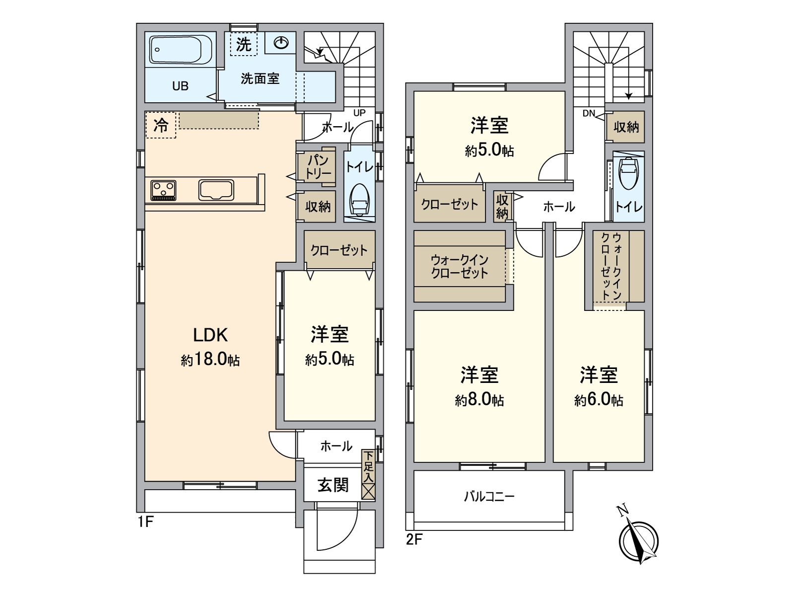 從屬於便利的全居室存儲空間！在家庭推薦，是4LDK的新建透天房。