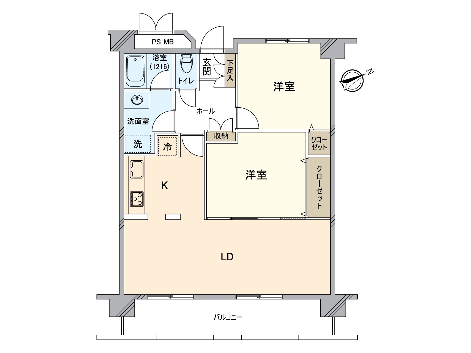 It is a room of 2LDK to be simple, and to be able to live in.