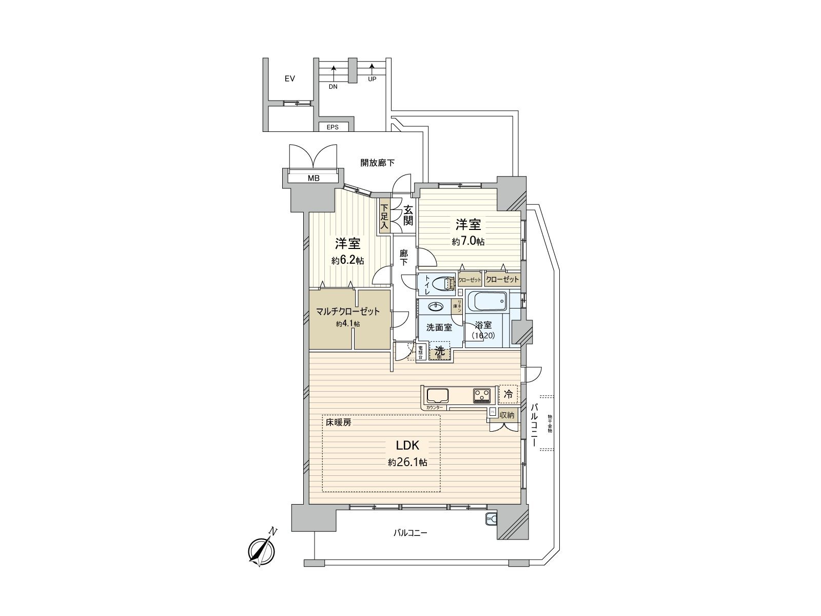 Storage space is in the each room.