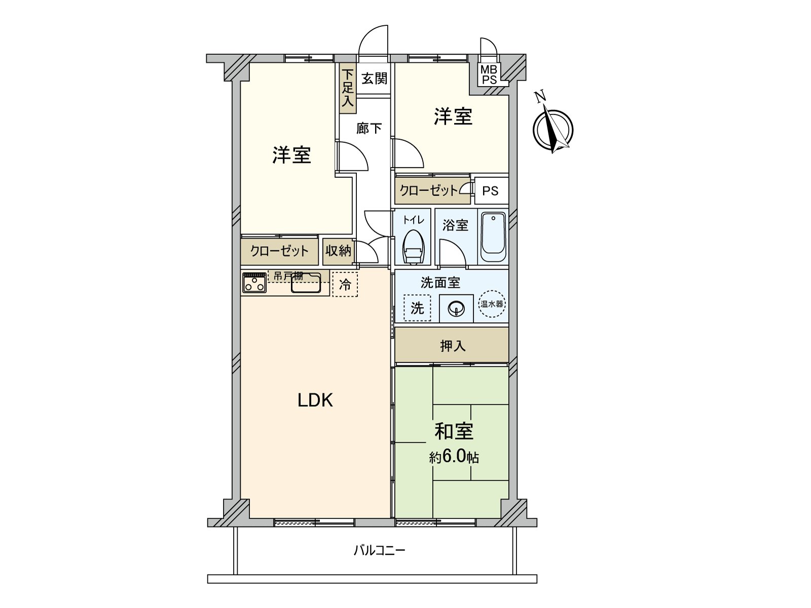It is the fourth-floor part, 3LDK, 67.45 square meters of rooms.
