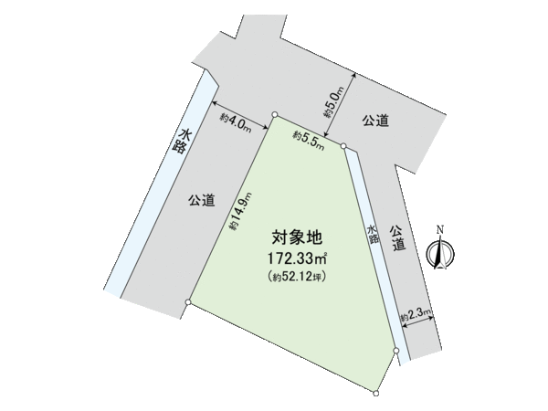 A corner lot, the east side of the Northwest ･ Northeast have good ventilation for a waterway. I can build it with favorite house makers because it is not building conditioning Residence sale.
