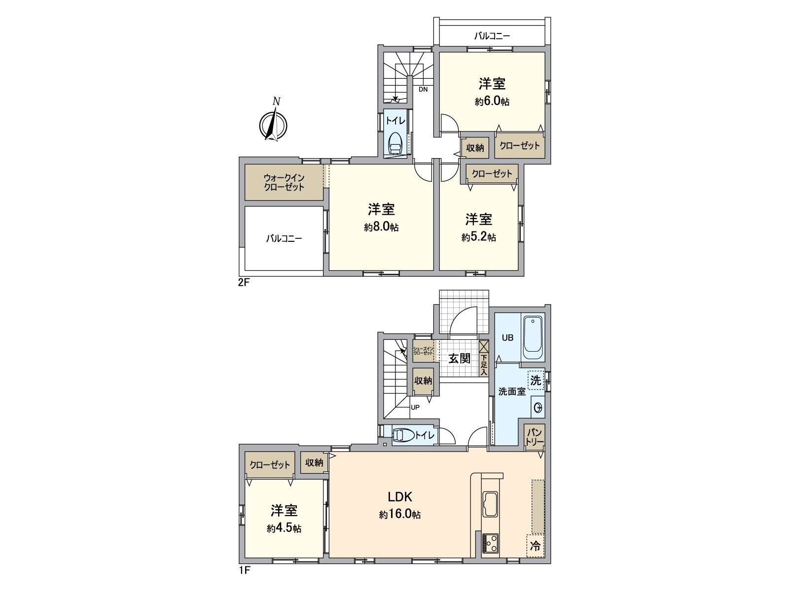 是4LDK的別墅。嵌入式衣櫃收納充實。