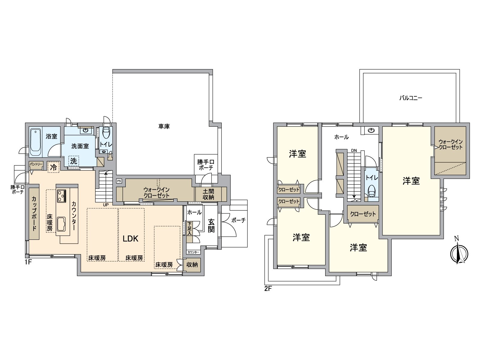 It is a room of 4LDK, and there is a walk-in closet in two places