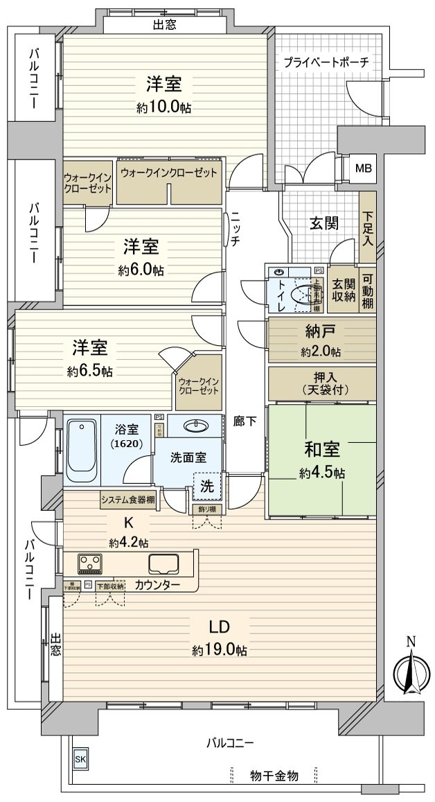 There is storage space in the room everywhere.