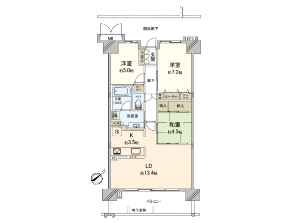 It is the 3LDK of the 9th floor part which a view has good.