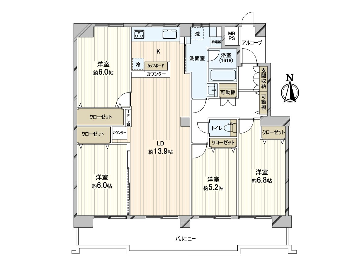 98.09 square meters of extensive 4LDK!