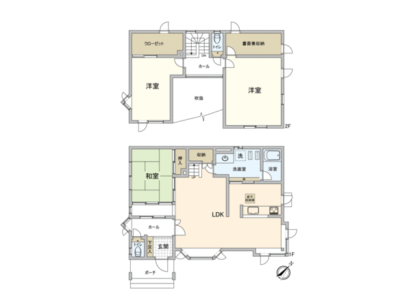 在2楼，是有书斋兼的收纳的3LDK。