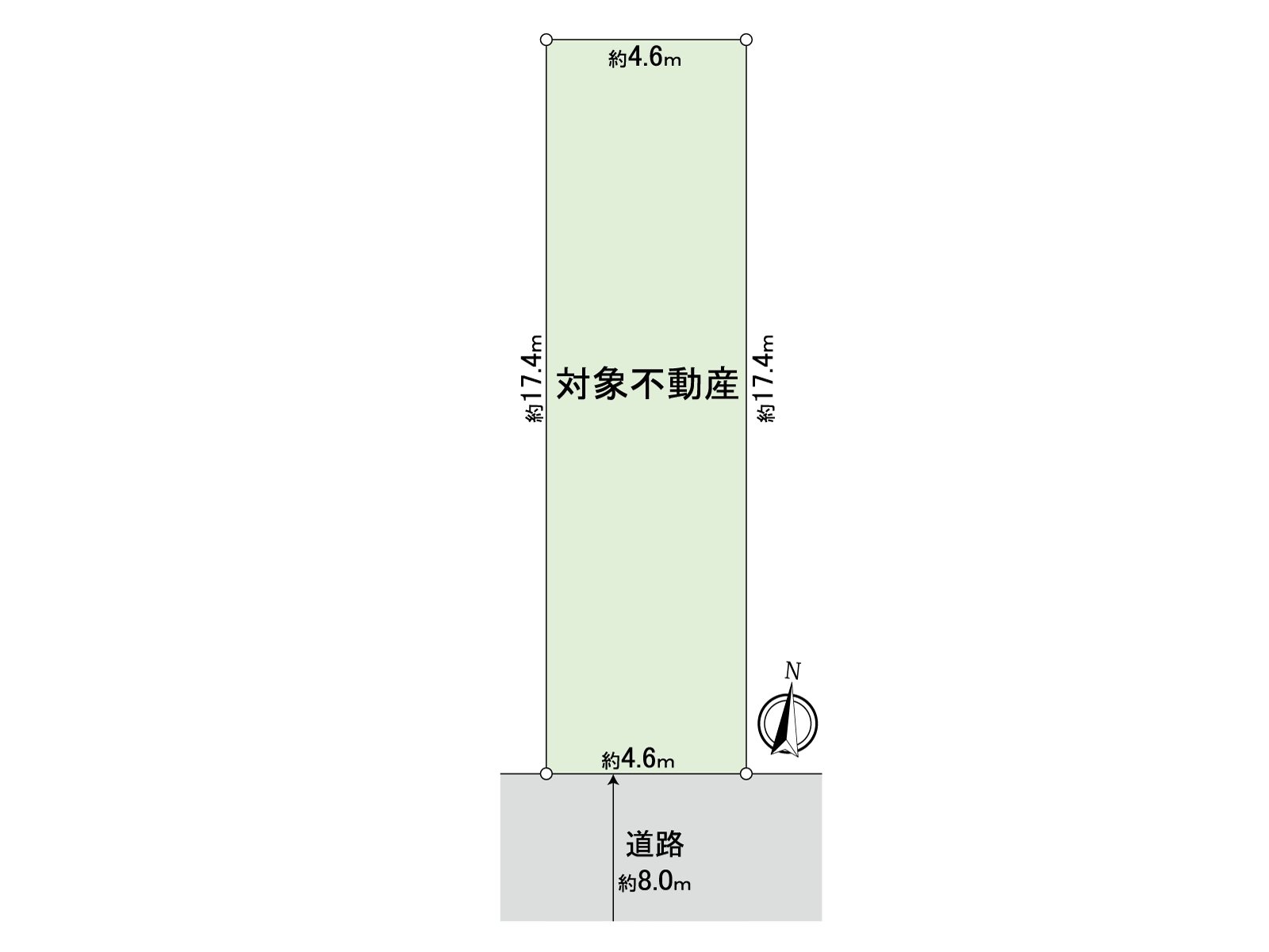 It is a division figure of the Land. Because there is a road on the Southeast side, exposure to the sun is good. It is Abutting road about 4.6m, width about 8.0m.