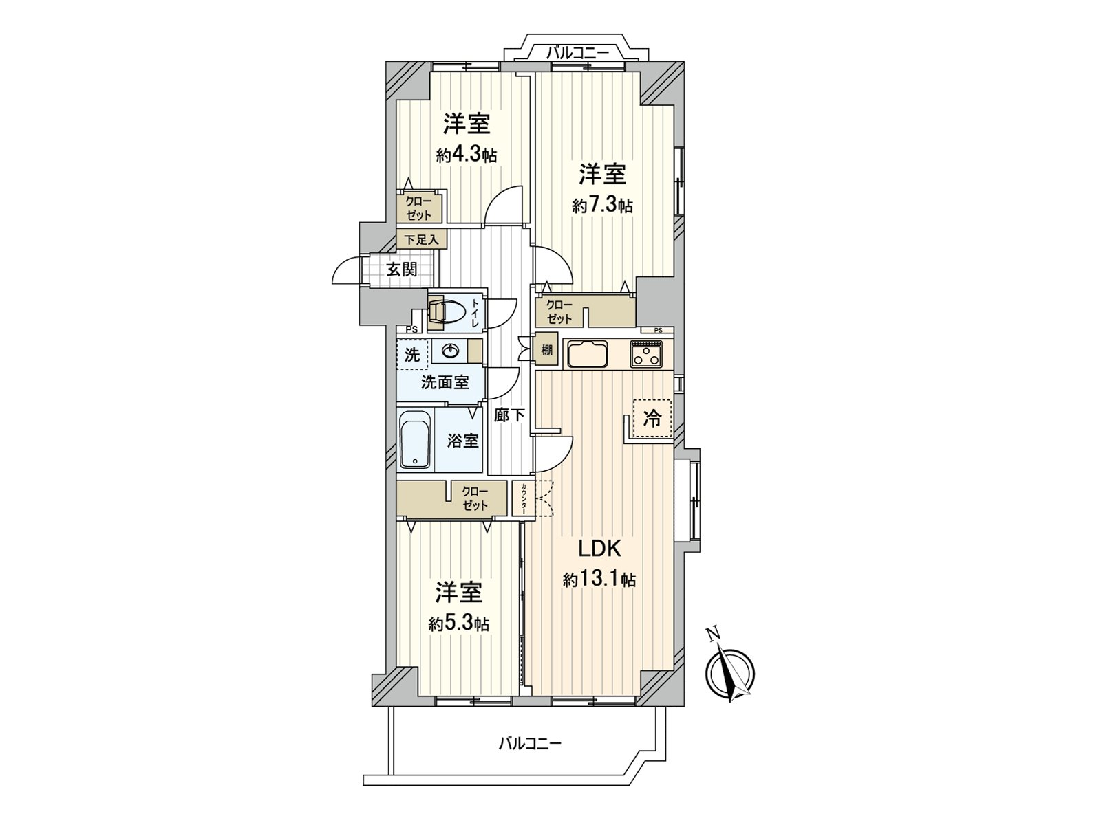 It is the floor plan which showed a layout of the whole Properties. The all rooms has a window and, by the design that is easy to adopt lighting, is opening-like Plan.