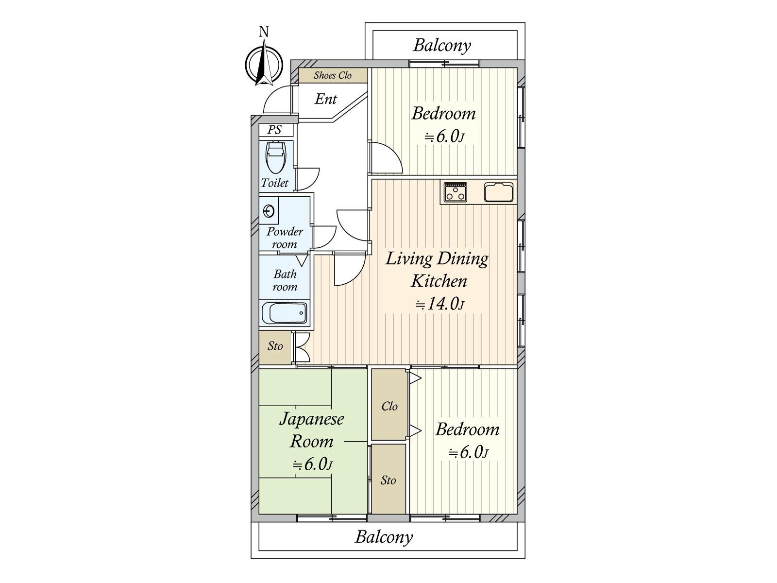 是有在3LDK作為朝南的陽台的陽光良好度的解放感的房型。