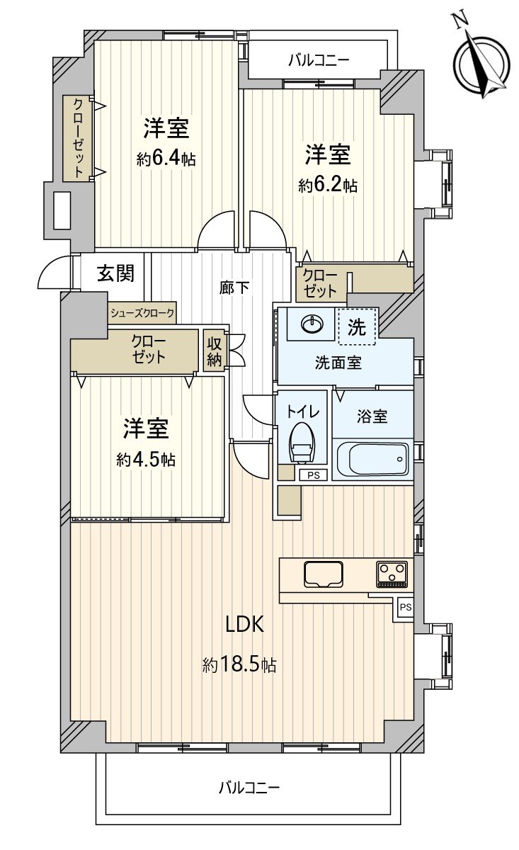 [floor plan] It is 3LDK, a certain about 18.5 quires of space LDK of about 81.39 square meters of exclusive area.