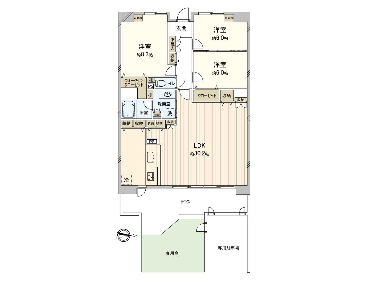 是表示全體房屋的版面設計的平面圖。對流跡線以及采光具有參考作用。