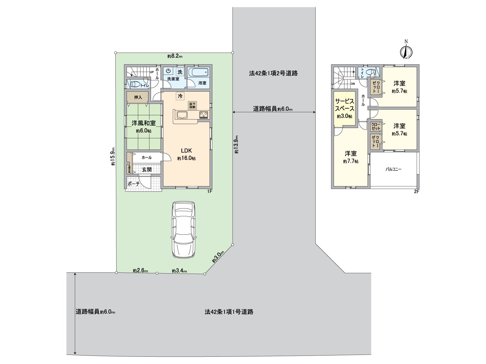 約16.0張塌塌米LDK的4SLDK(※S作為儲藏室)