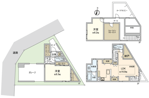 停车位2台分是被对有的(出自车型的)有限的用地面积研究的房型。