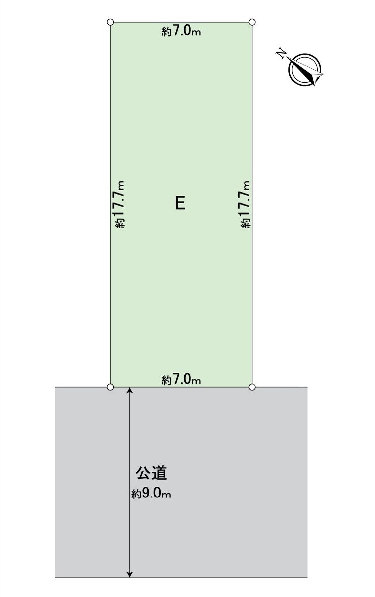 [區劃圖]土地面積：125.12平方公尺(約37.84坪)，前面道路：約9.0m。是平地。