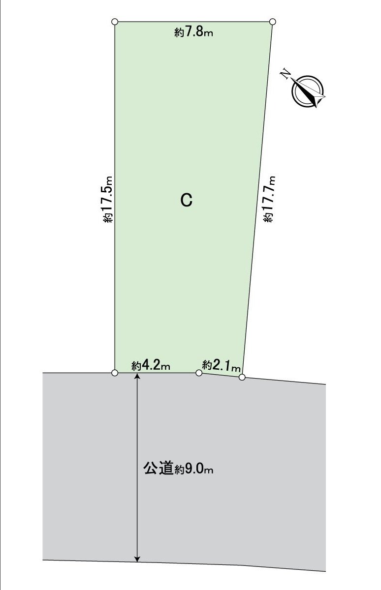 [区划图]土地面积：125.13平米(约37.85坪)，前面道路：约9.0m。是平地。