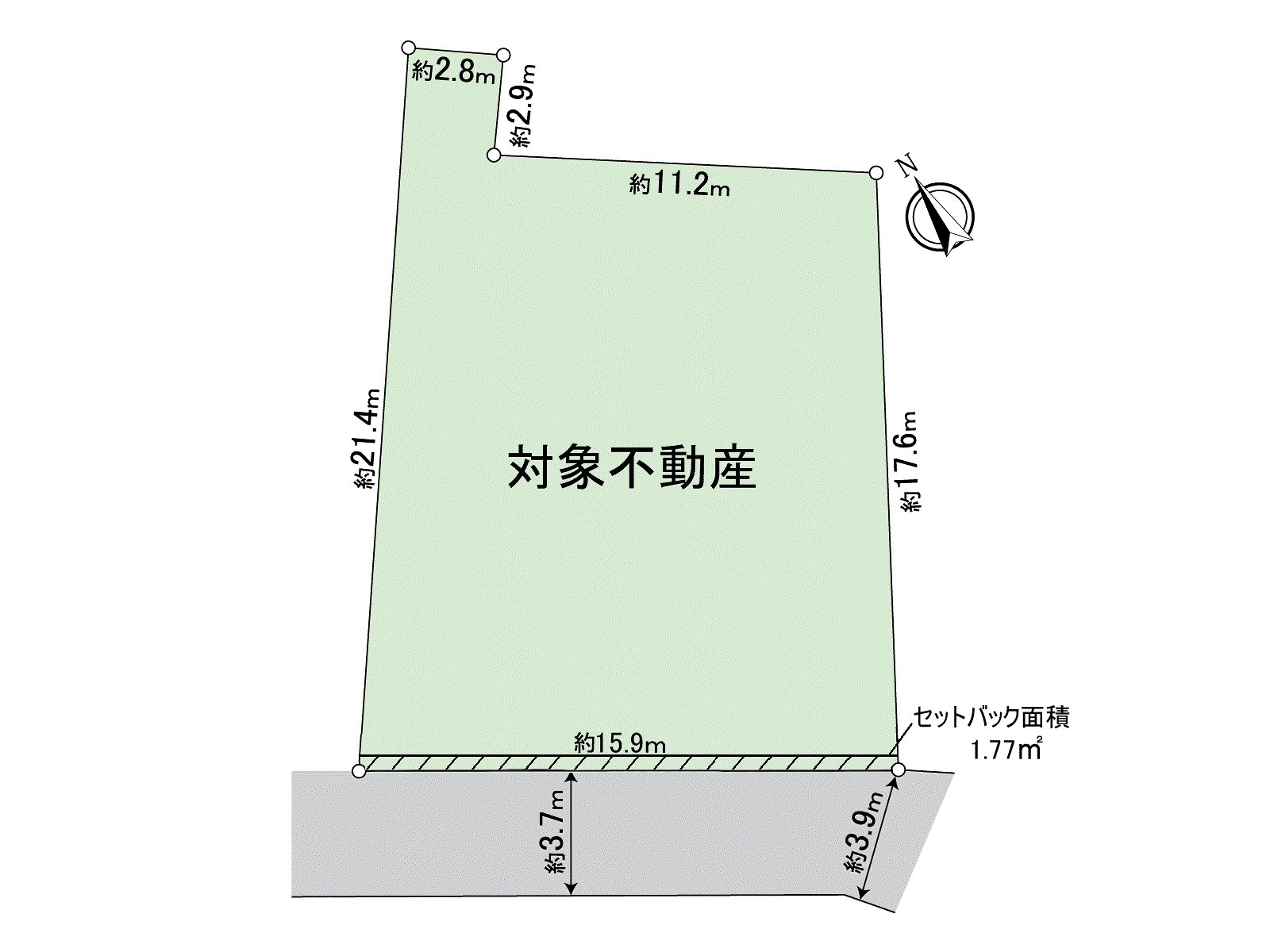 [地形圖]土地面積：因為277.75平方公尺土地大所以能討論二戶式住宅各種各樣的計劃。