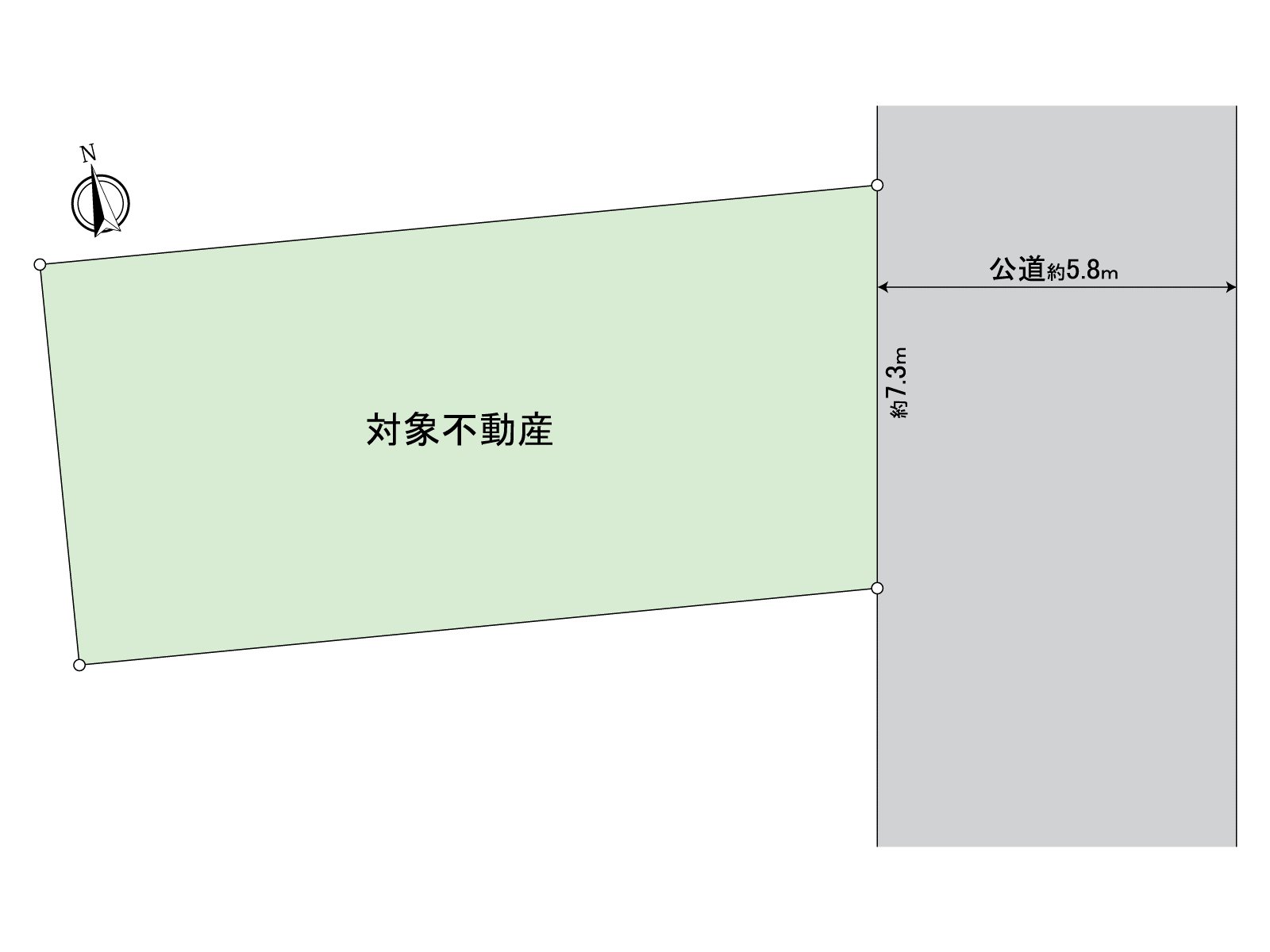 [topographical map] A frontage: About 7.3m, an area: Land of the about 33.5 tsubo
