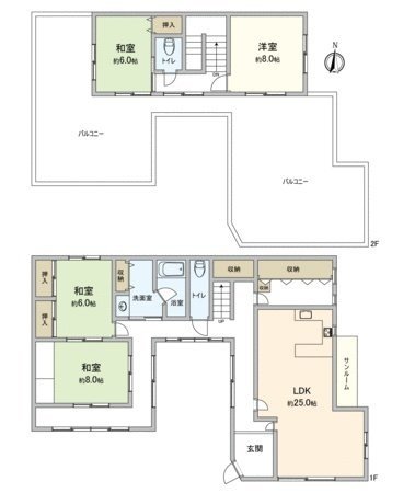 [Floor plan /5LDK] Land area: 163.04 square meters (about 49.31 tsubo) of Total floor area: 459.2 square meters (about 138.9 tsubo)