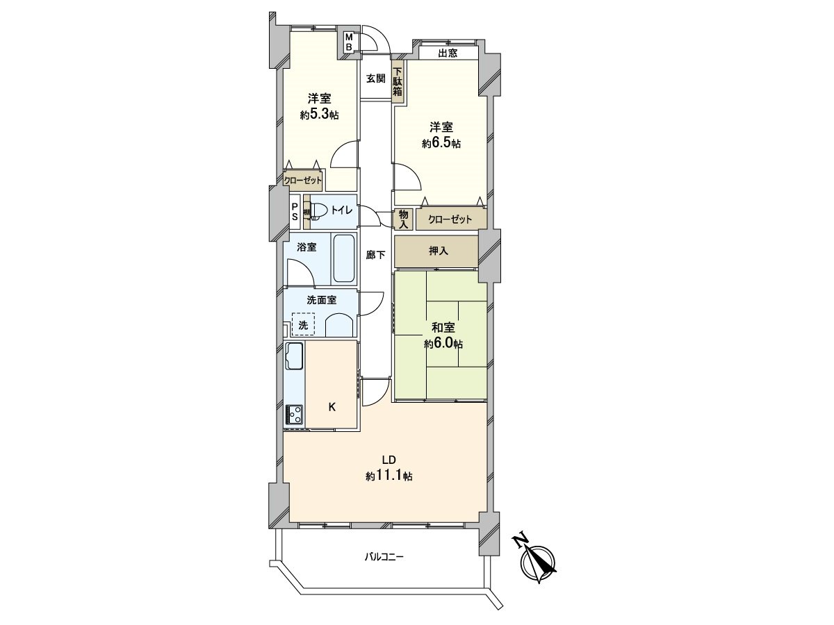 [floor plan] It is Layout with the storing in each room, a corridor.