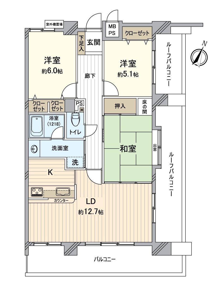 [Floor plan/3LDK] I can do housework while watching a state of the living for island kitchen counter from the kitchen.