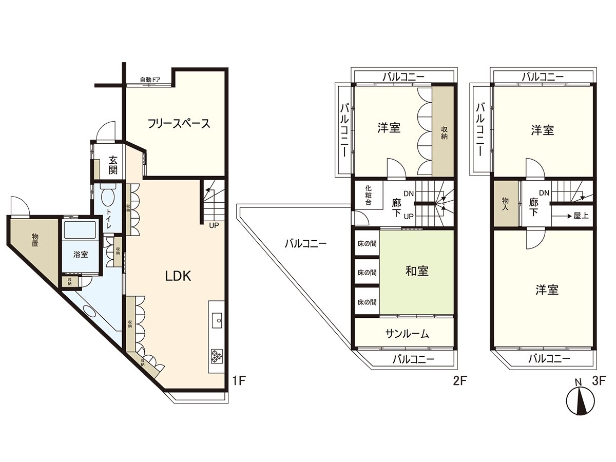 是表示全体房源的版面设计的房型图。对流迹线以及采光具有参考作用。