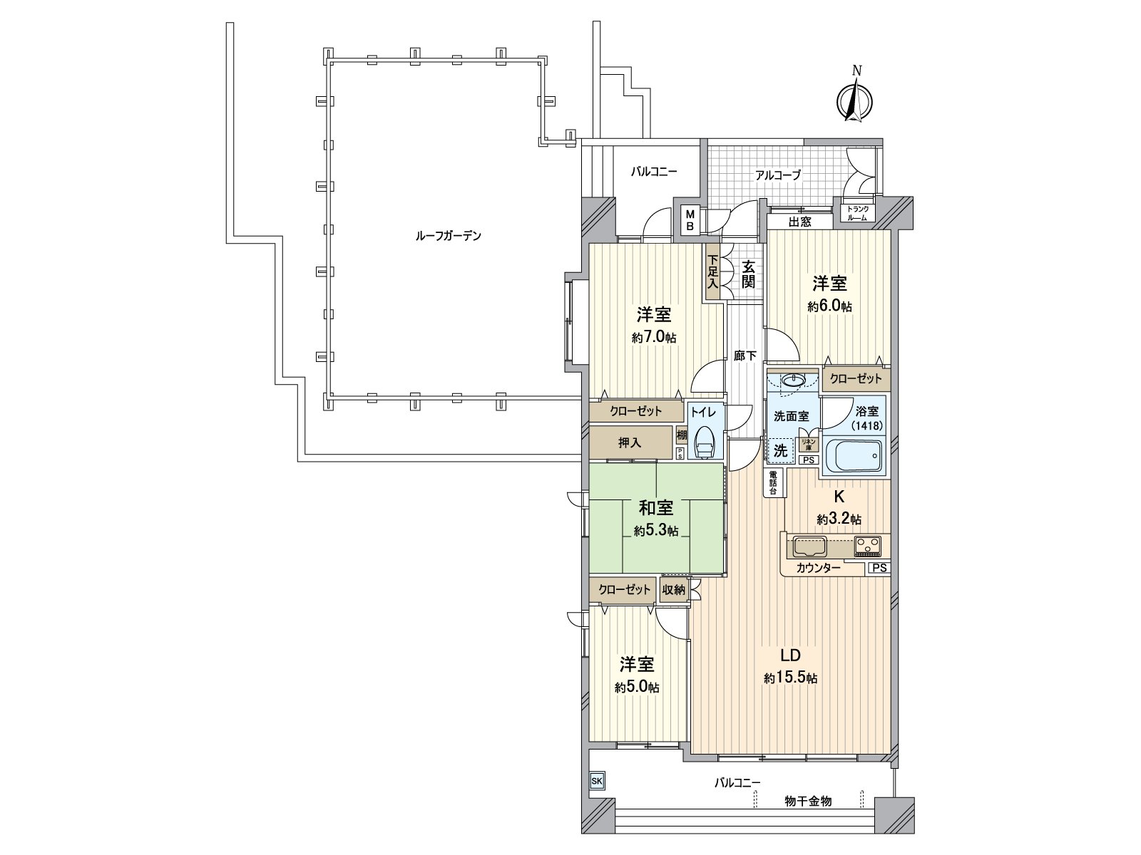 是表示全体房源的版面设计的房型图。对流迹线以及采光具有参考作用。