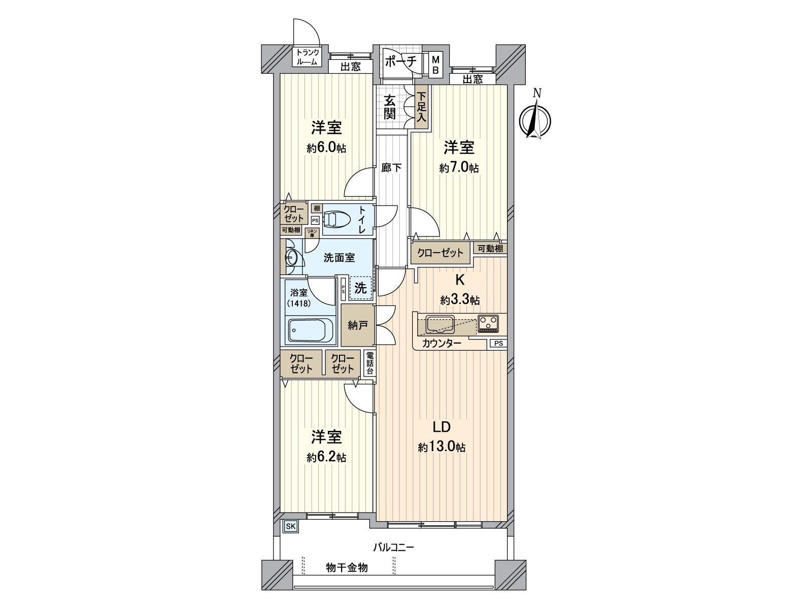 是表示全體房屋的版面設計的平面圖。對流跡線以及采光具有參考作用。
