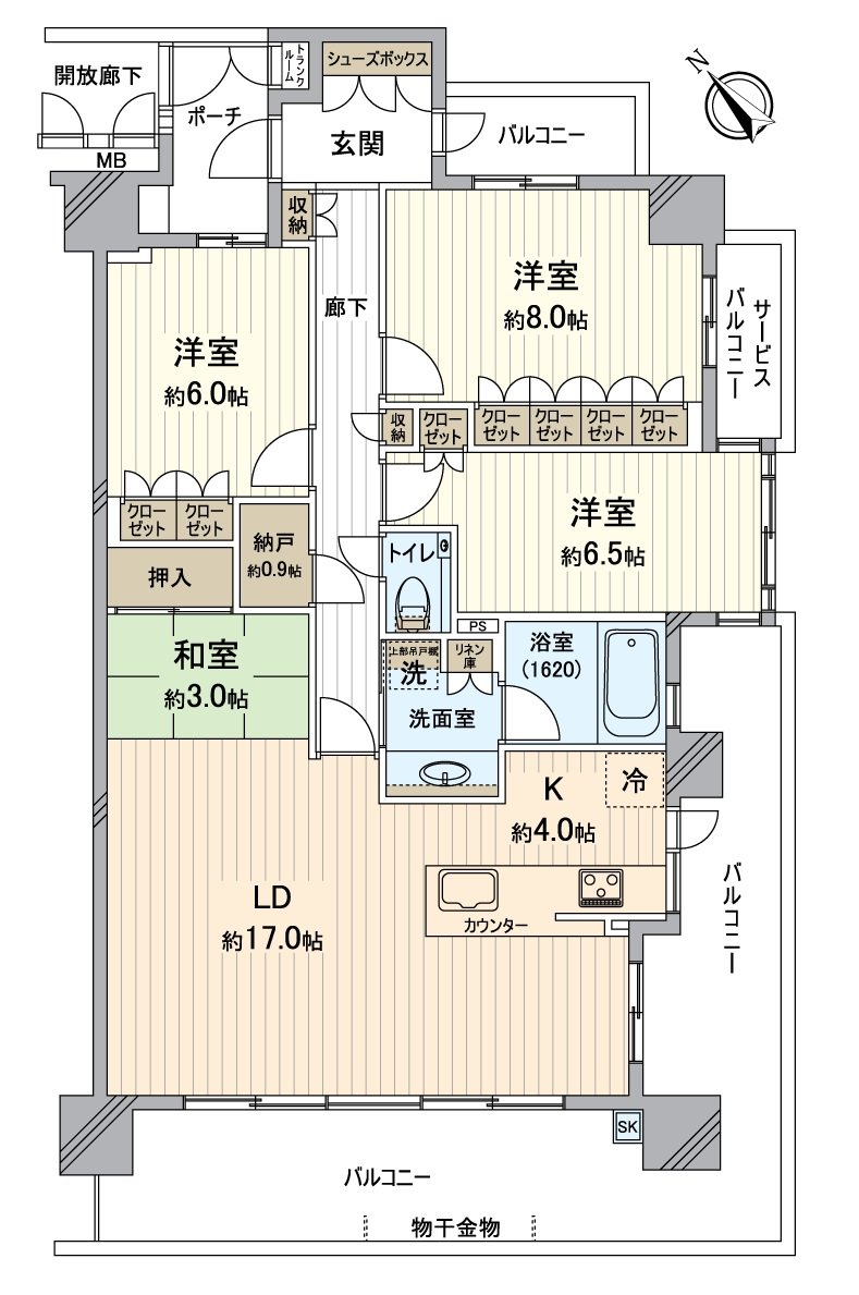 是表示全體房屋的版面設計的平面圖。對流跡線以及采光具有參考作用。