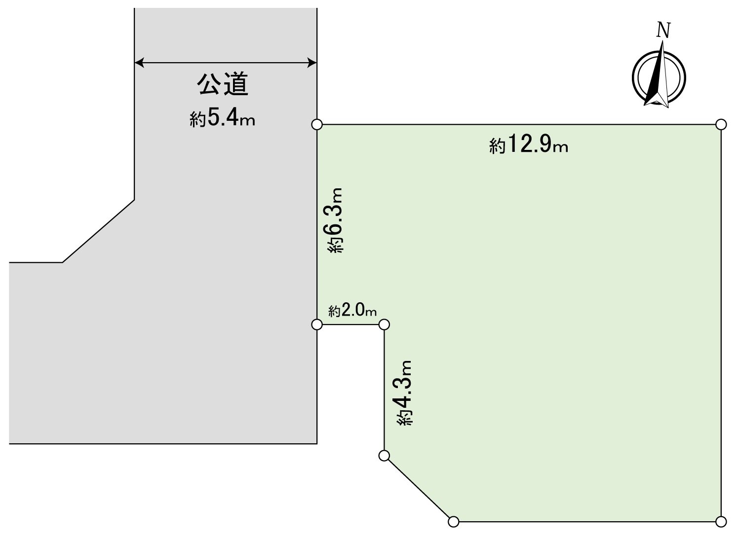 Topographical map Land area: 149.54 square meters (about 45.23 tsubo) of dismantling Empty handing over