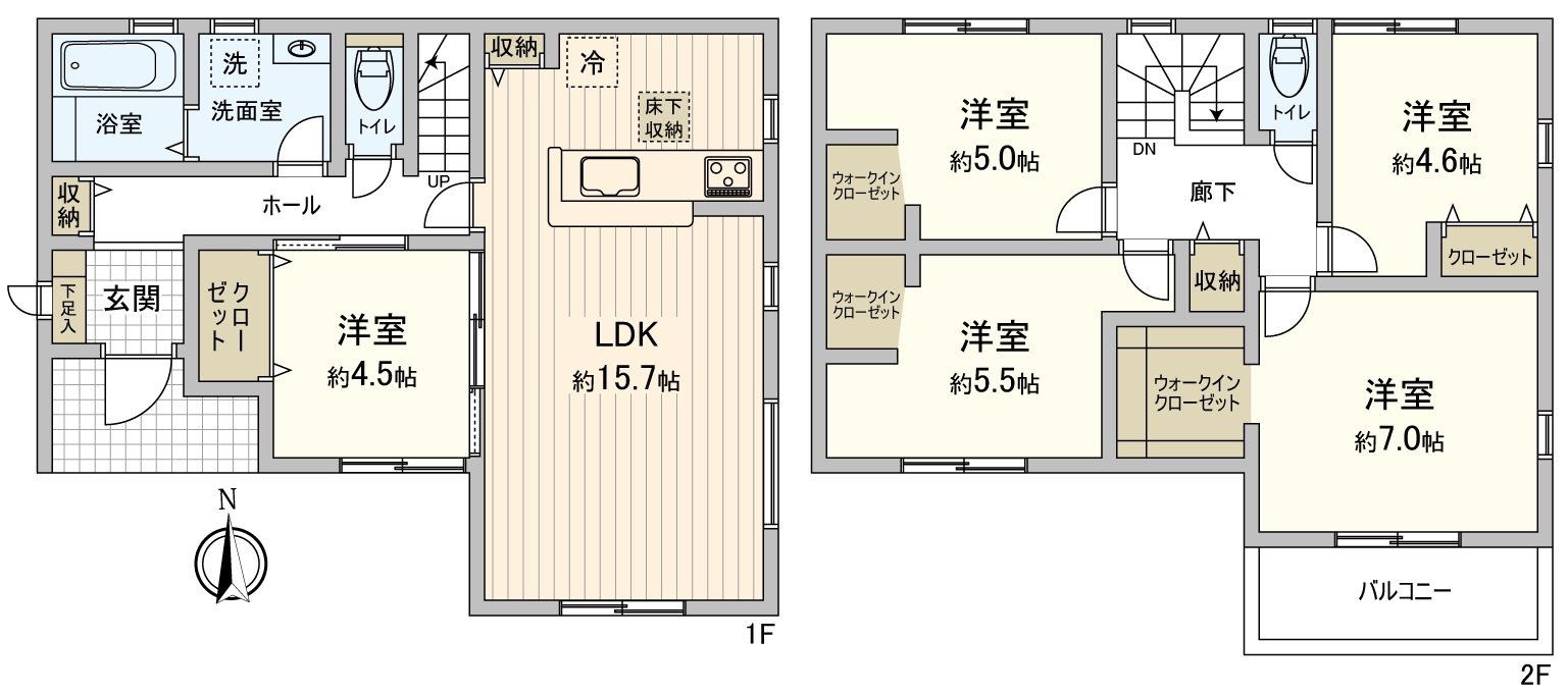 [floor plan] Plottage: 152.14 square meters (about 46.02 tsubo) of total floor area: 106.00 square meters (about 32.06 tsubo) of 5LDK