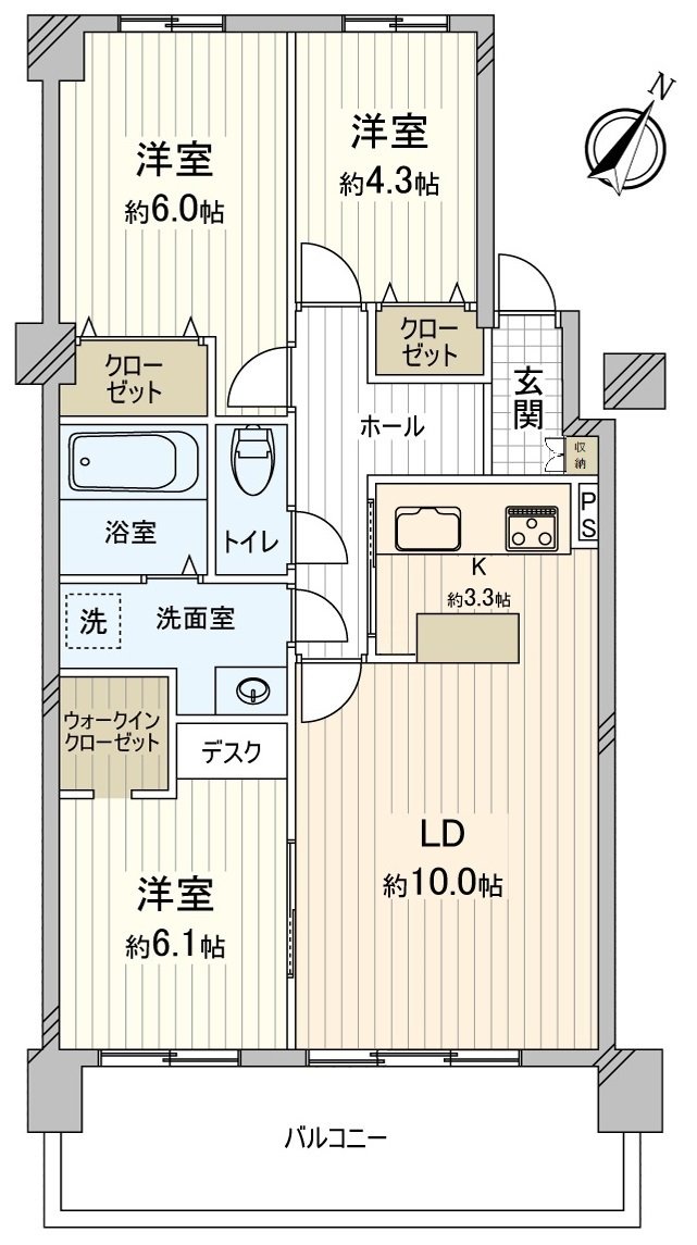 Two floor plan 3LDK Reinforced Concrete 7-story bldg. 6th floor partial Parking lot out of the site available May, 2025 reform enforcement each room vinyl cross swap