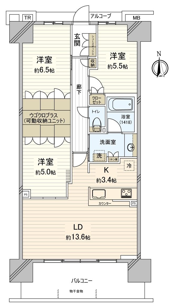 [floor plan] Exclusive area: 77.91 square meters (about 23.56 tsubo) of 3LDK