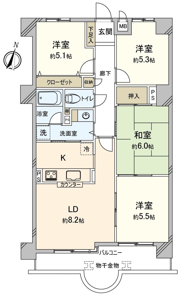 [房型图]实际使用面积：76.09平米(约23.02坪)4LDK