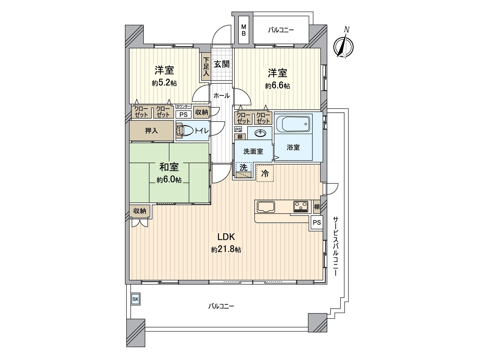 实际使用面积约85.76平米+3LDK