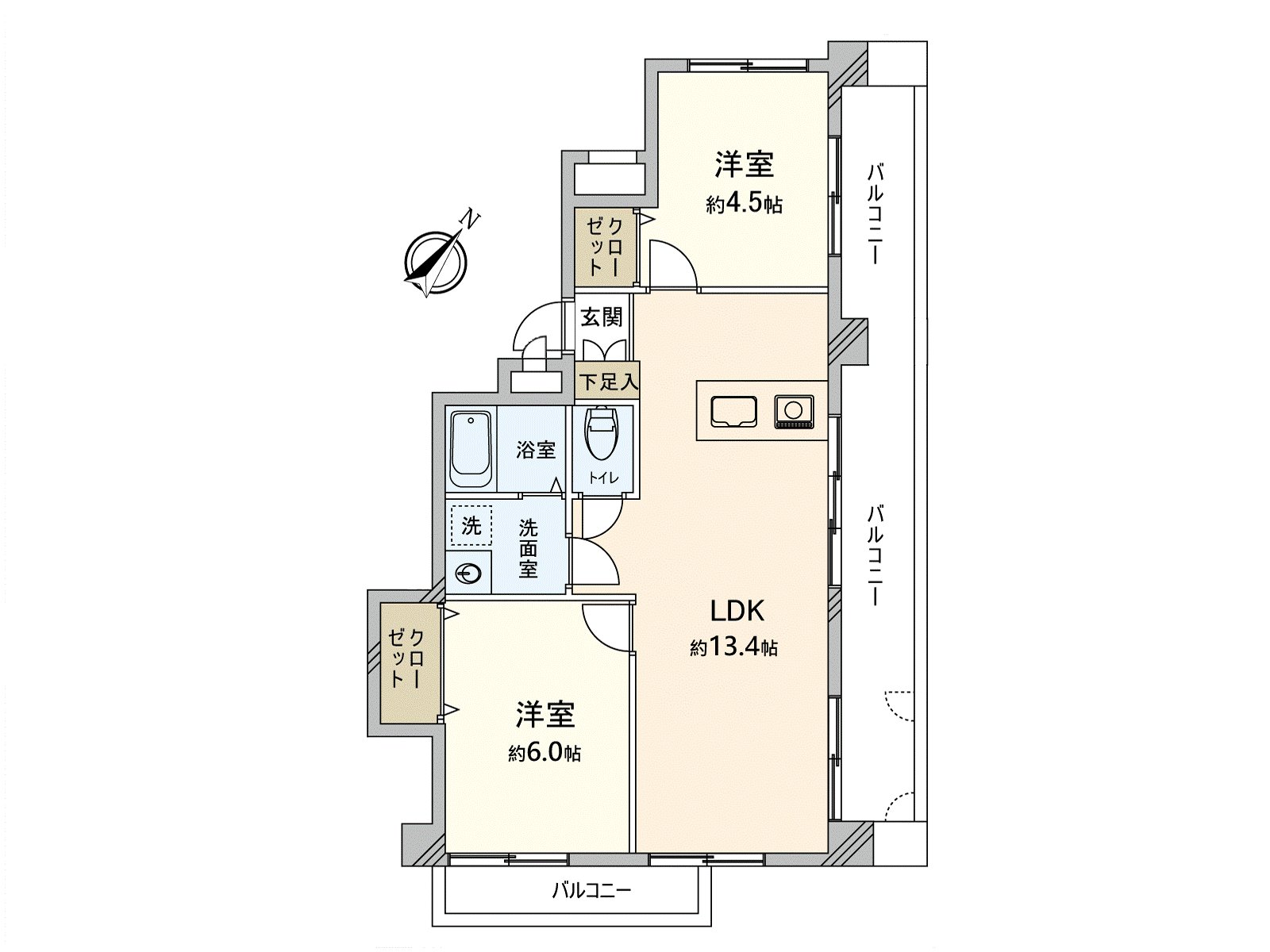 3楼的3方角部屋住戸！对地板是新装修！