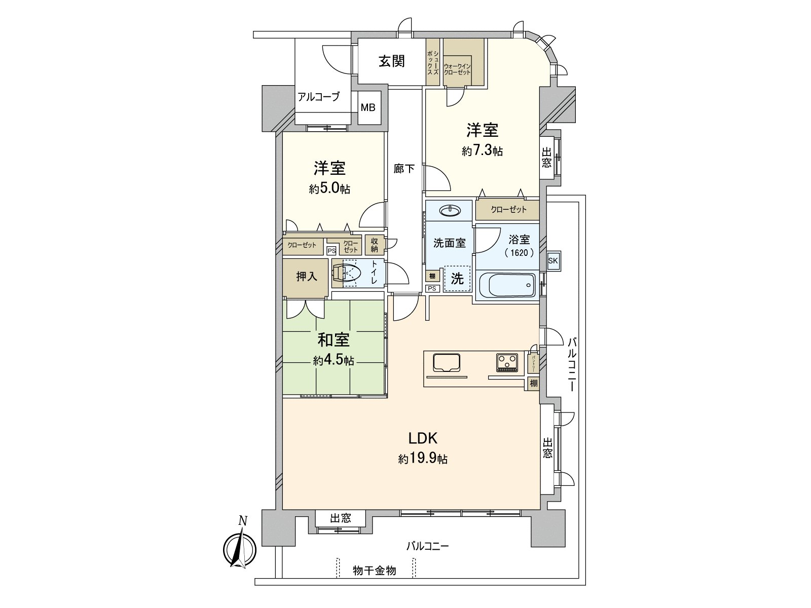 3LDK of exclusive area about 83.76 square meters! Exposure to the sun and the ventilation are good in two terrace, corner unit of South, the East.