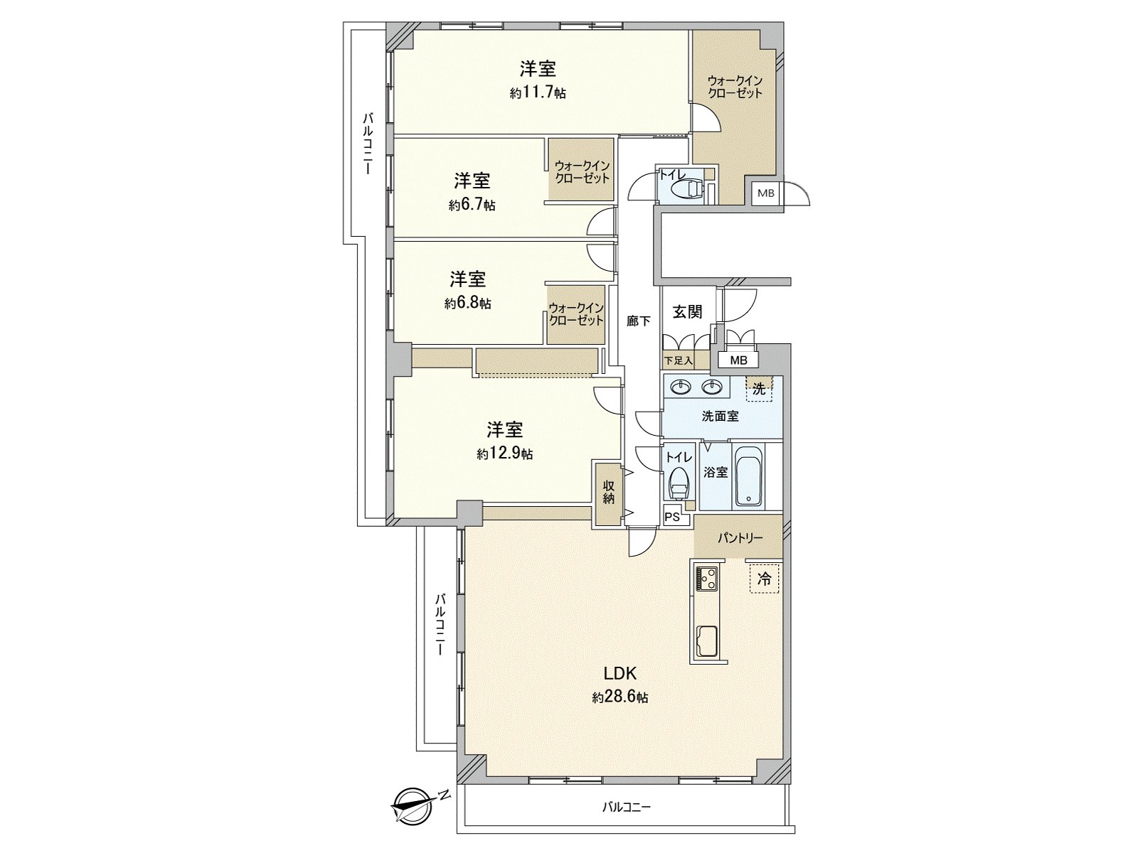 4SLDK of about 154.08 square meters of exclusive area, a corner unit dwelling unit!