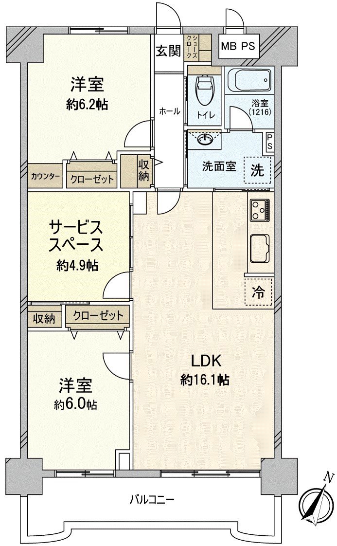 分成舒適空間的LDK和卧室或者集中，被把工作換成的房間，可以使用。