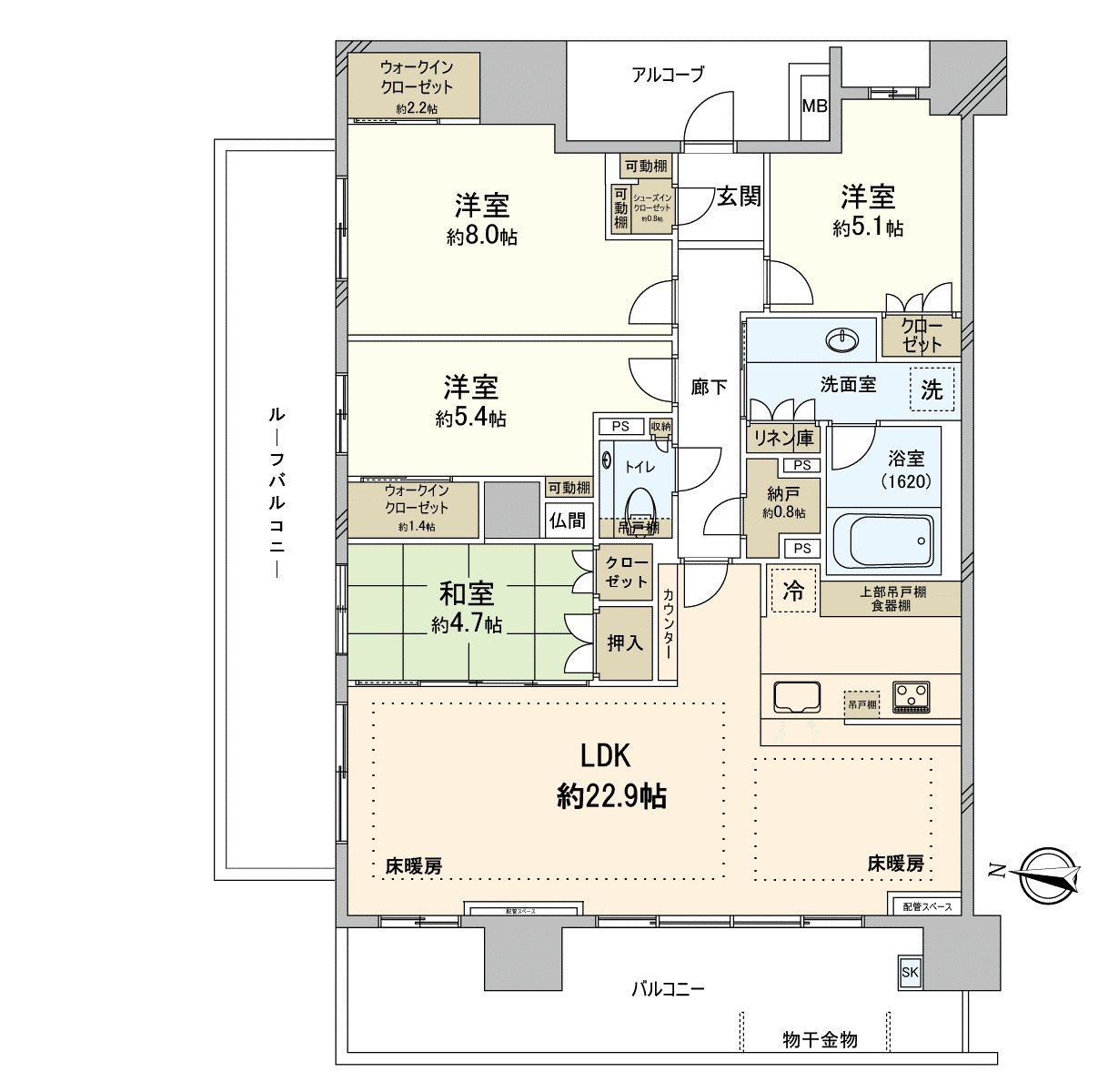 4LDK where is recommended to the family. A bedroom, the how to use that I distributed including the room of the child are possible.