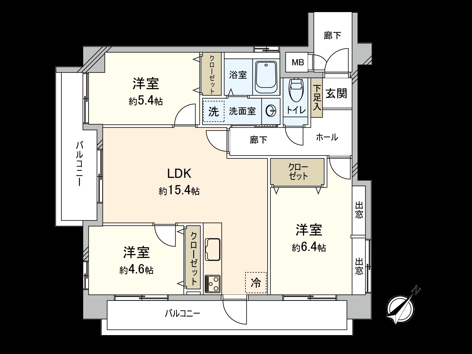 3LDK of the Corner Unit dwelling unit☆